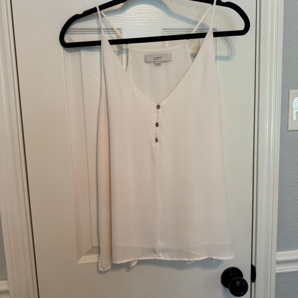 LOFT White Sleeveless V Neck Cami Size M